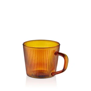 La tasse à café en verre borosilicaté rayé Mia Ambre 140 ml (4,73 fl oz) Selected Products - 871