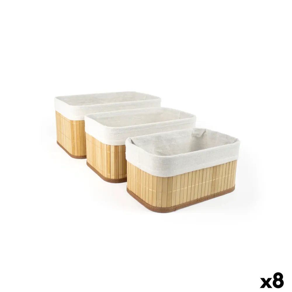 Set de basket Confortime Marron Beige Bambou 3 Pièces (8 Unités)