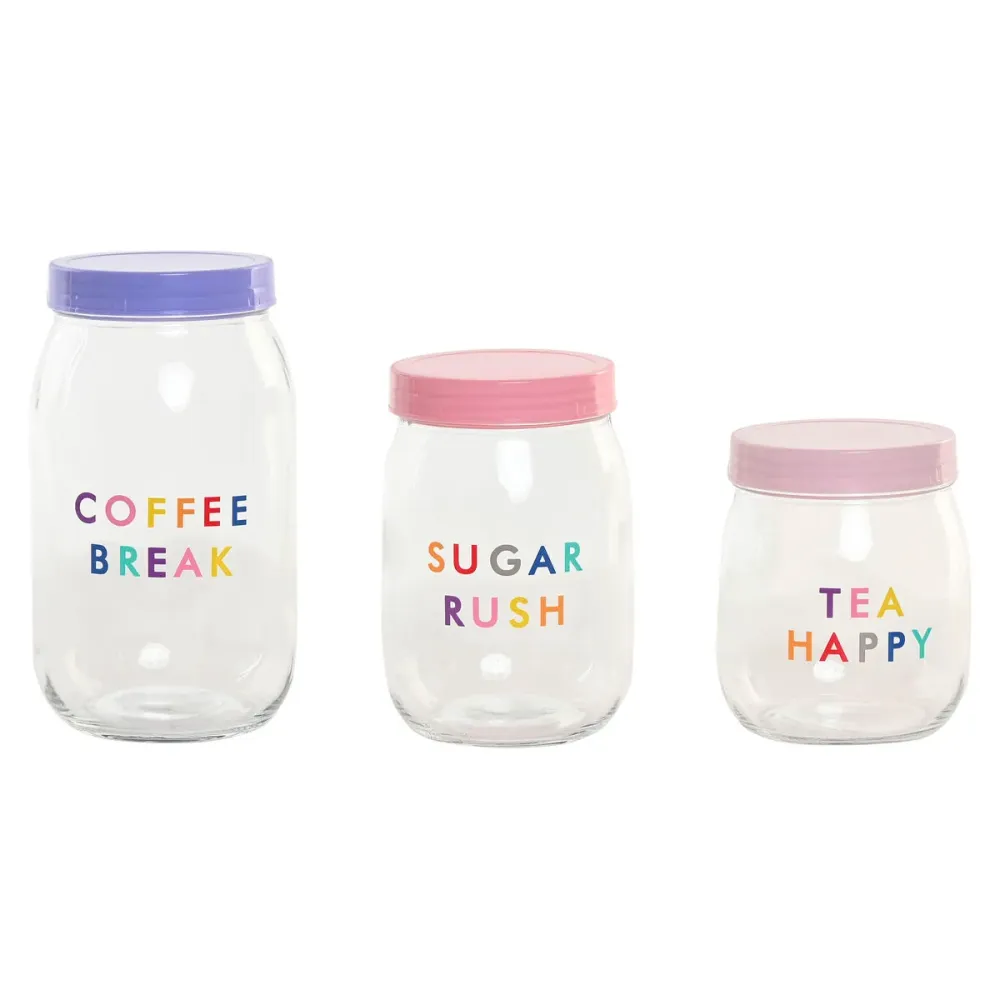 Set de 3 Boites Home ESPRIT Rose Lila Moderne 1 L 1,5 L 3 Pièces