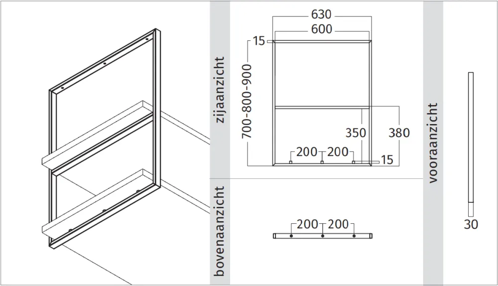 Support de suspension Wave 9994.06 - Modèle îlot 80 cm couleur au choix (par pièce)