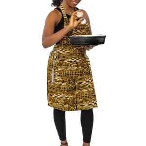 Tablier imprimé africain - Jaune Noir Ndop Cameroon