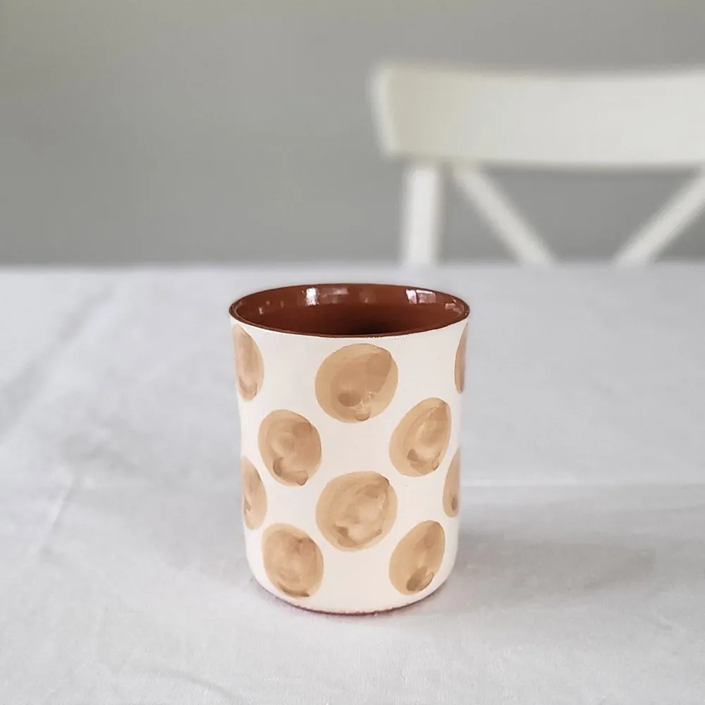 Tasse à café pois beige