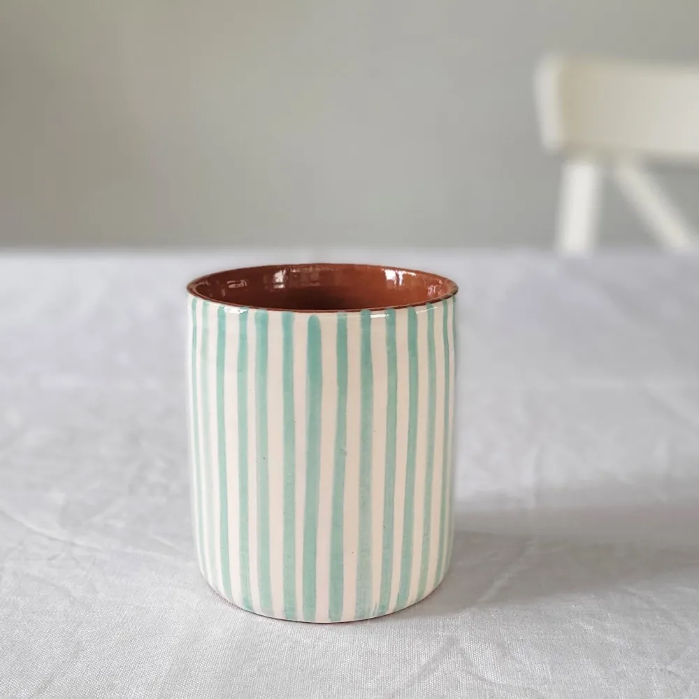 Tasse à café rayé menthe