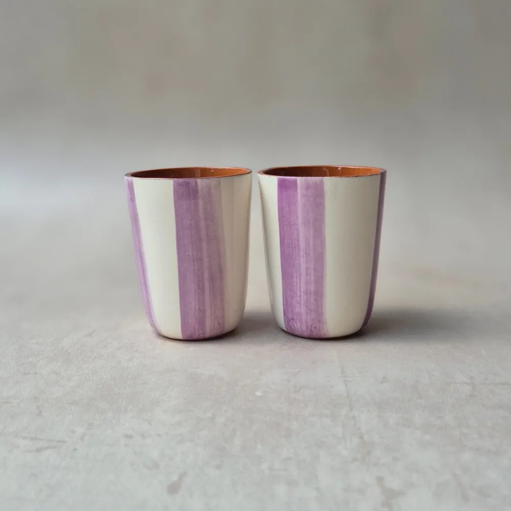Tasse à expresso rayée bicolore violet