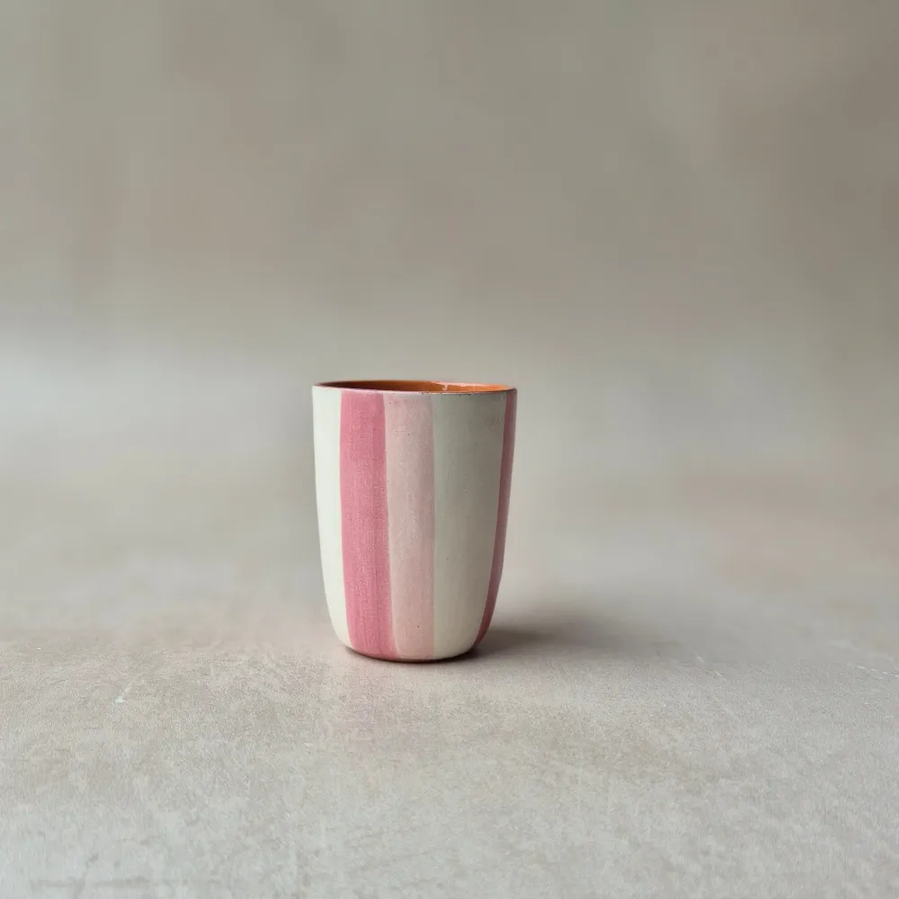 Tasse expresso rose bicolore rayée