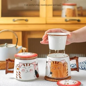 Tasses à thé de bureau séparation de l'eau et du thé, filtre personnel pour femmes, tasse de cérémonie de thé en céramique...