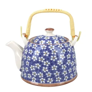 Théière en céramique avec infuseur « Navy Daisy » (800 ml)