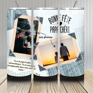 Tumbler Personnalisé Papa avec Photos – Gourde Isotherme 590 ml Fête des Pères (&C My Cré)
