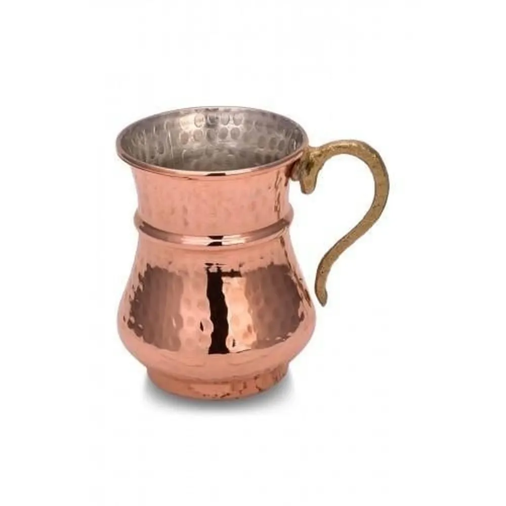 Turna Bakır Tasse en cuivre « Kordonlu » martelée à la main avec poignée 250 ml (8,45 fl oz)