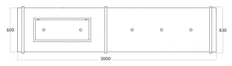Wave 2055.24 CADRE gauche - Hotte aspirante îlot 300 cm noir - RAL 9017 mat - moteur interne - éclairage LED