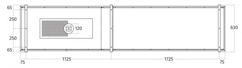 Wave 2055.24 CADRE gauche - Hotte aspirante îlot 300 cm noir - RAL 9017 mat - moteur interne - éclairage LED