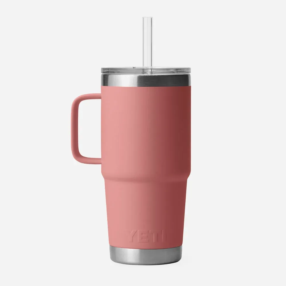 YETI - MUG RAMBLER 25 oz (710 ml) AVEC COUVERCLE PAILLE - Sandstone Pink