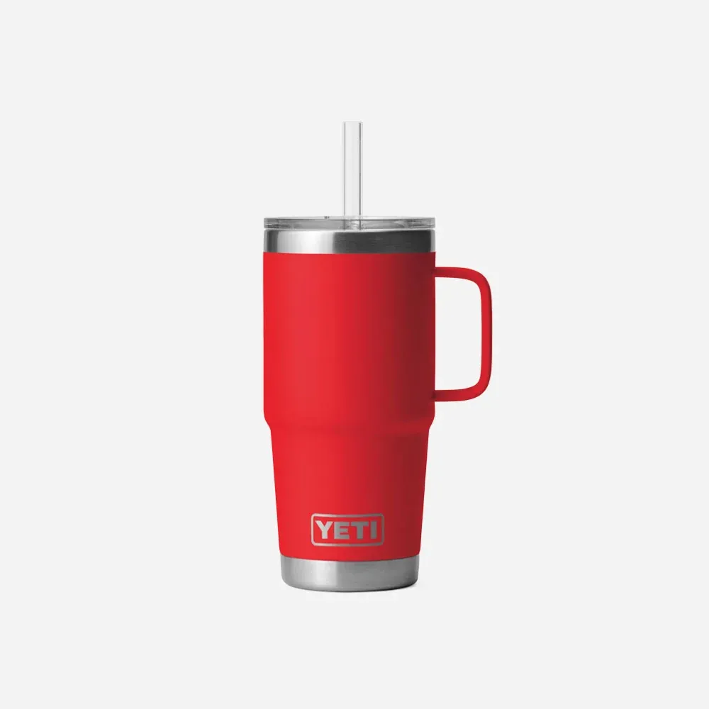 YETI - MUG RAMBLER 25 oz (710 ml) AVEC COUVERCLE PAILLE - Rescue Red