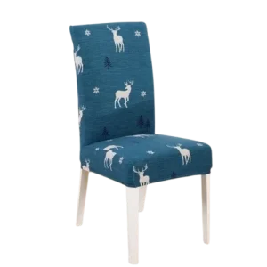 Housse de chaise <br> Cerf de Noël Bleue 1001 Housses