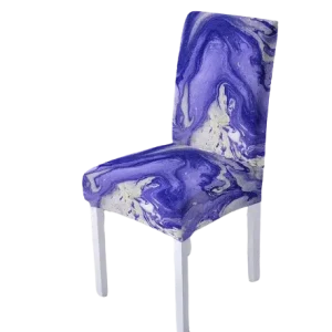 Housse de chaise <br> Marbrée Blanc Bleu 1001 Housses
