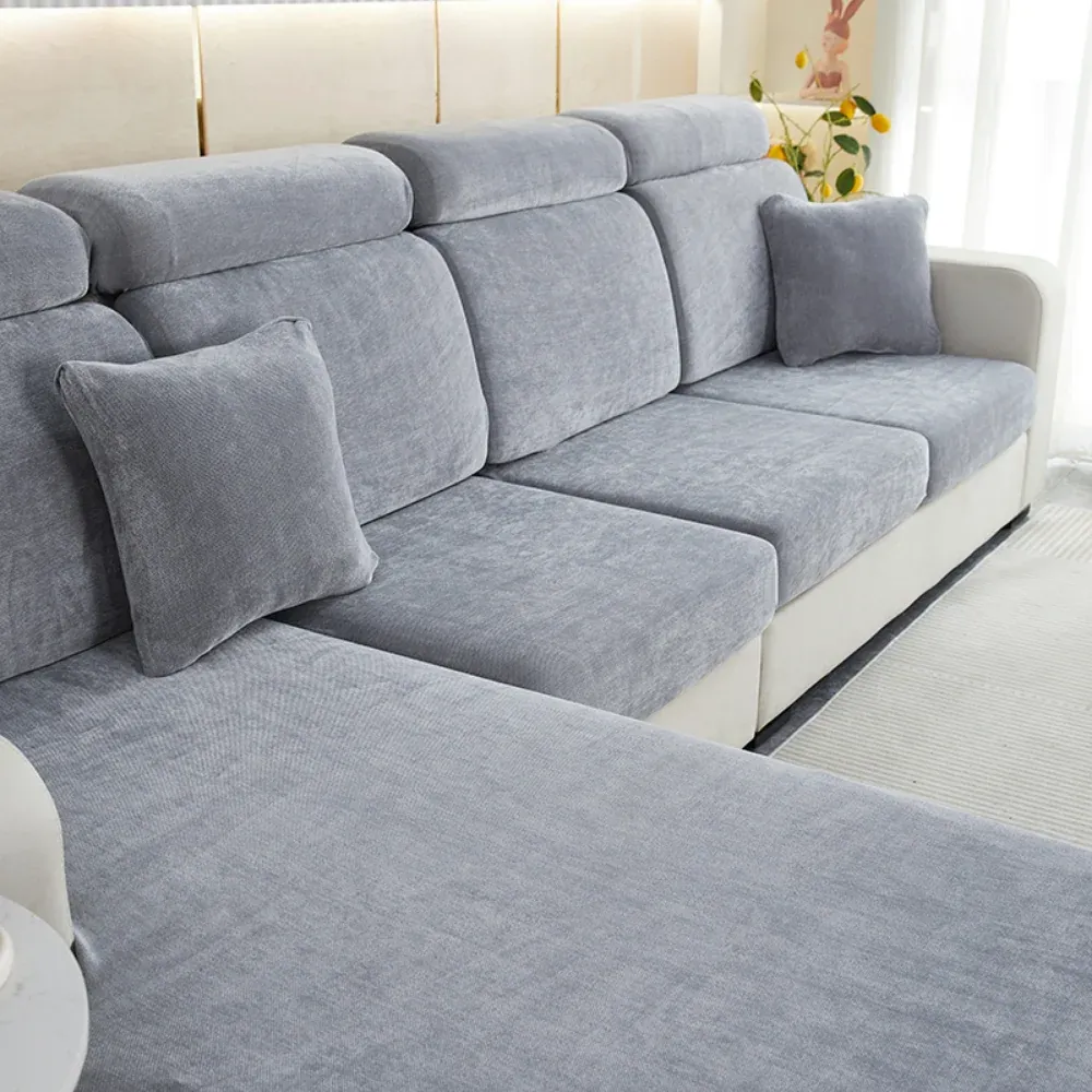 Housse de Coussin Canapé <br> Effet Velours Gris 1001 Housses