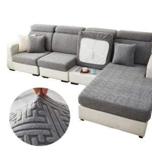 Housse de Coussin Canapé <br> Jacquard Labyrinthe Gris 1001 Housses