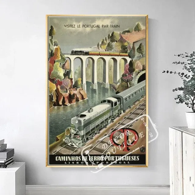 Affiche rétro train Portugal