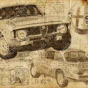 ART PRINT "DA VINCI" - ALFA ROMEO COUPE BERTONE GTA - Ref : DV001