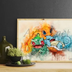 Starters Pokémon / Poster / Art Print / Dessin animé / Décoration / Chambre Enfant / Idée Cadeau / Fan Pikachu / Fan Pokem...