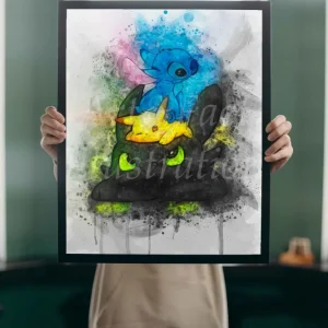 Stitch / Pikachu / Krokmou / Dragon / Ohana / Art Print / Dessin animé / Décoration Chambre d'Enfant / Idée Cadeau / Fan S...