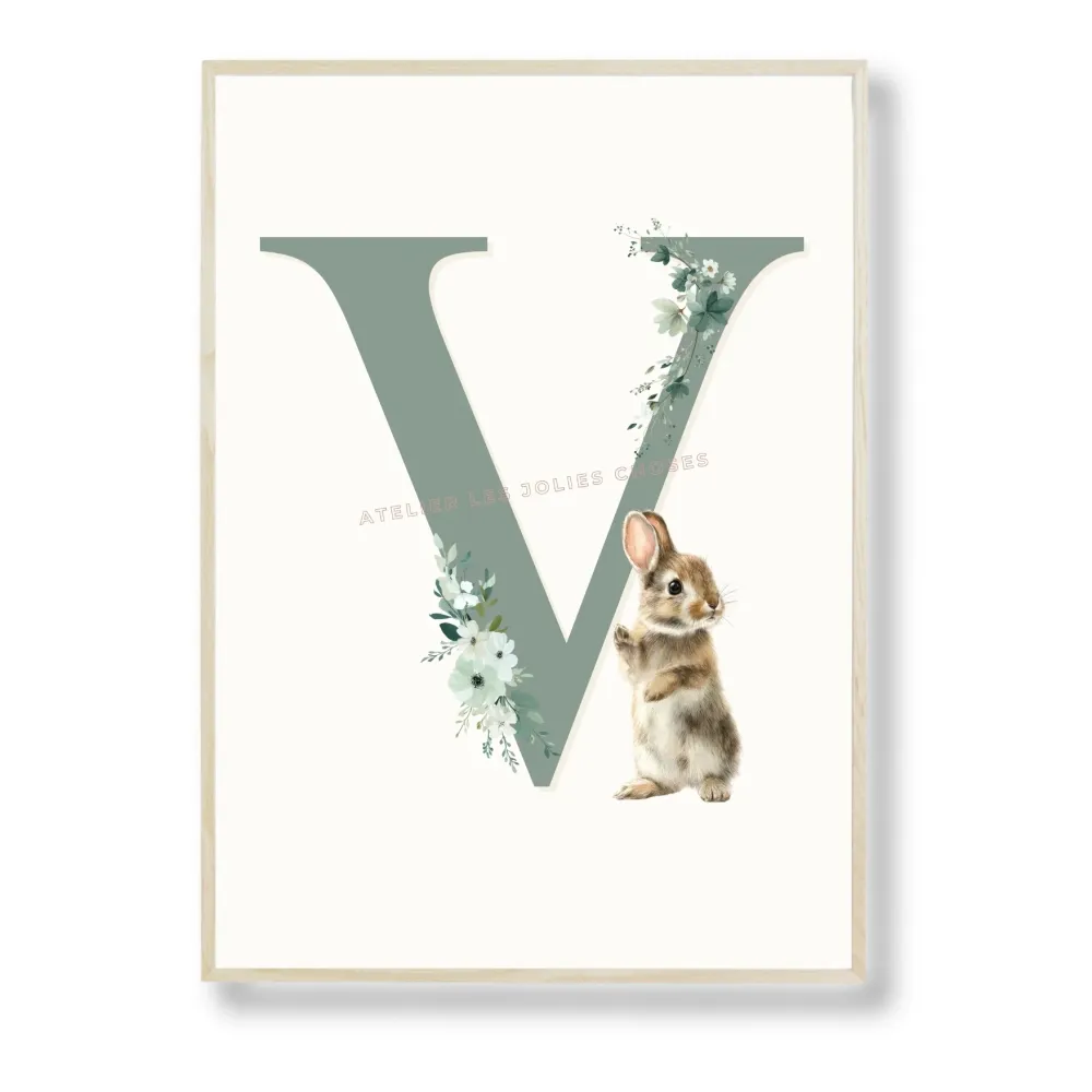Affiche - Lettre V & Lapin Atelier Les Jolies Choses