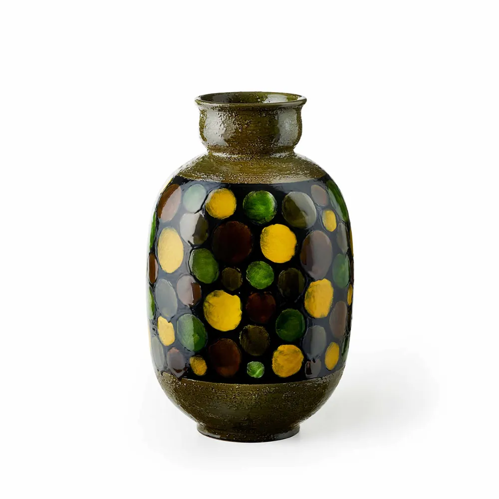 Vase en céramique VASO VERDE CON CERCHI par Aldo Londi pour Bitossi Ceramiche - Édition limitée