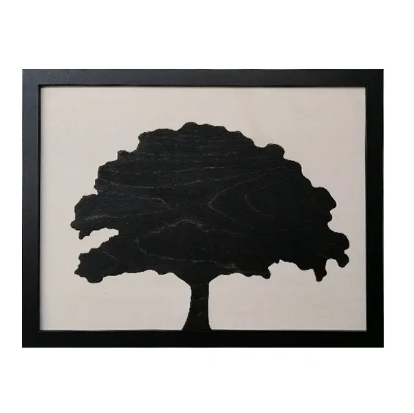 Cadre en bois de bouleau avec arbre - décoration murale