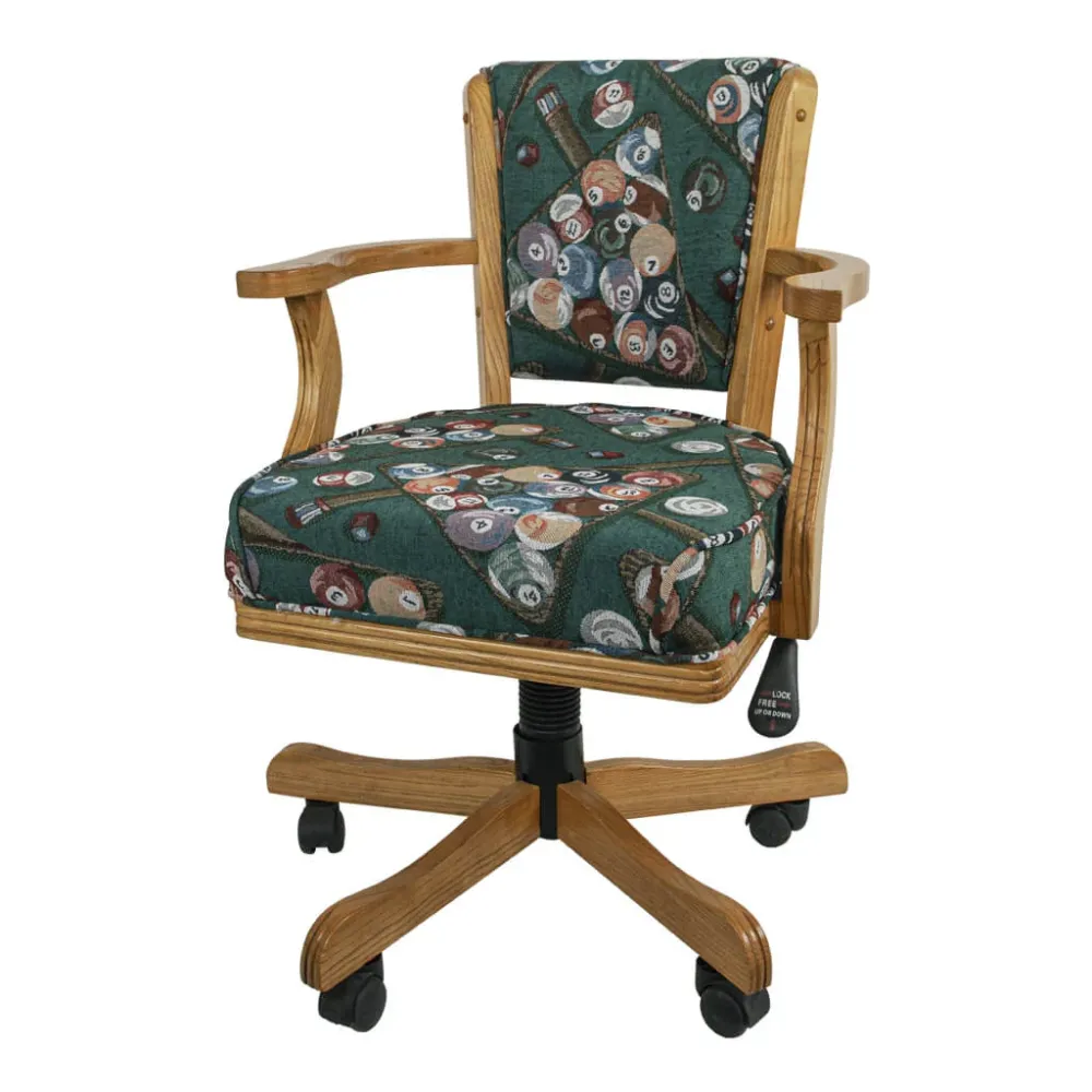 SWIVEL/ROLL ARMCHAIR OAK BILLIARD FABRIC Canada Billard