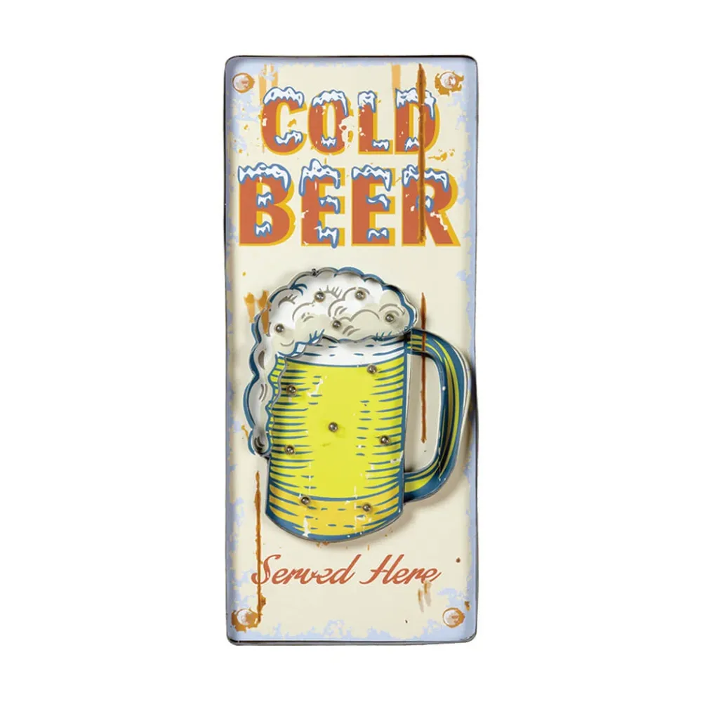ENSEIGNE MÉTALLIQUE COLD BEER (BLANC) Canada Billiard