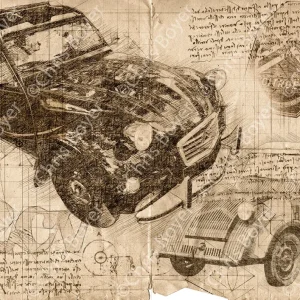 ART PRINT "DA VINCI" - CITROEN 2CV- Ref : DV008
