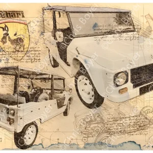 ART PRINT "DA VINCI" - CITROEN MEHARI - Ref : DV056