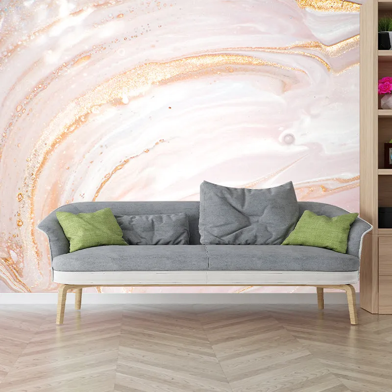 Autocollant mural imprimé boucles énormes, magnifique Art mural abstrait moderne en or rose Clearhalo