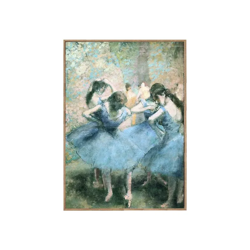 Bleu Degas Ballet Danseurs Peinture Texturé vintage Salon Toile Mur Art Clearhalo
