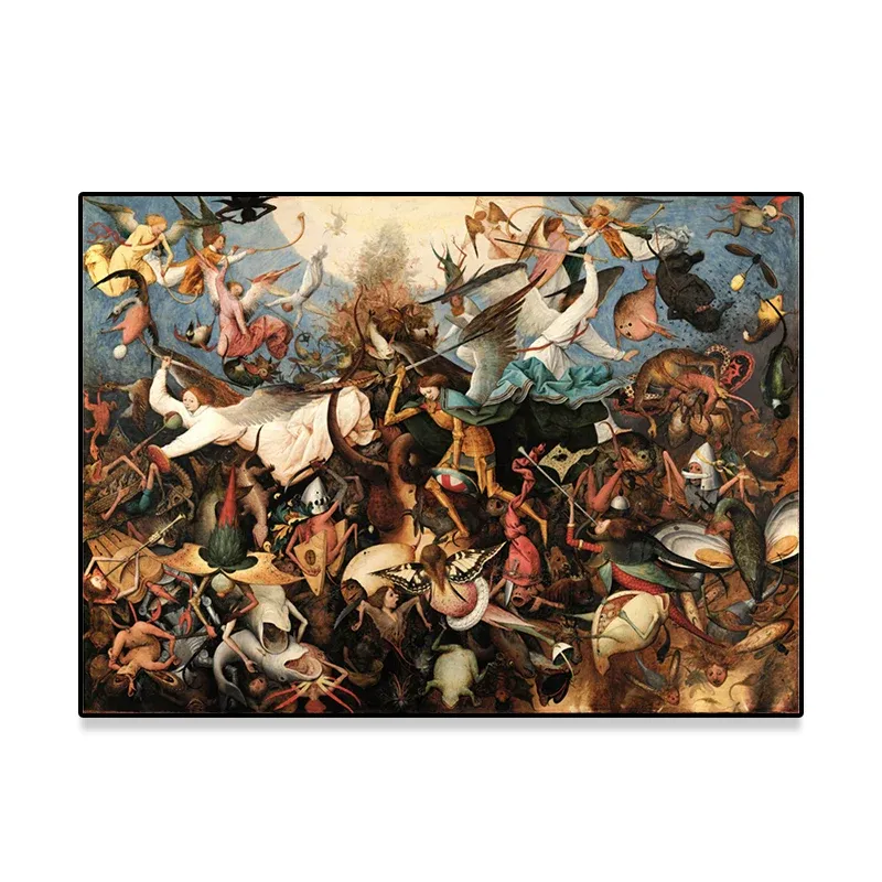 Brown Religion Canvas Bruegel Chute des anges rebelles Art mural texturé traditionnel Clearhalo