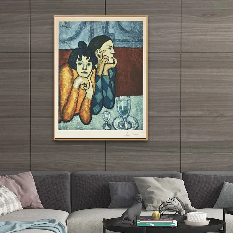 Cubisme Pablo Picasso peignant Arlequin bleu-jaune et son compagnon Art mural Clearhalo