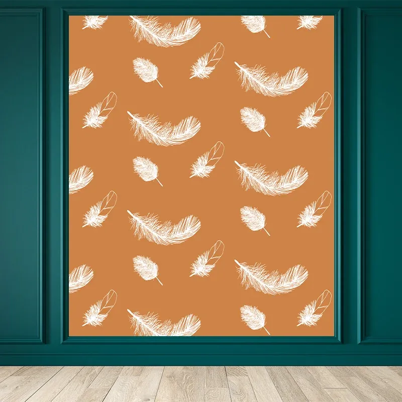 Décalcomanie murale à imprimé plumes, revêtement mural texturé non tissé contemporain de couleur douce Clearhalo