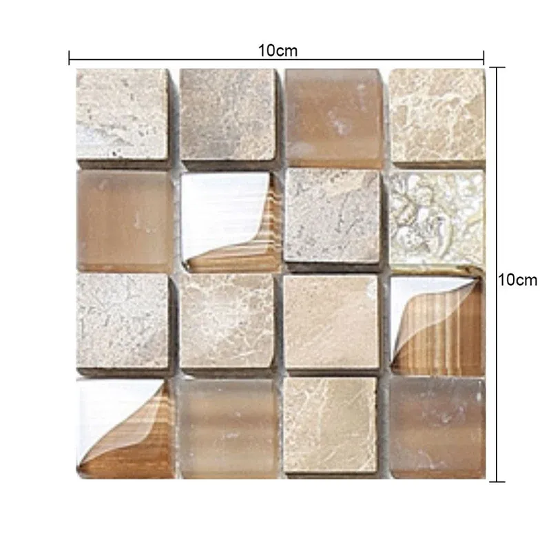 Ensemble de panneaux de papier peint autoadhésifs en grille, revêtement mural moderne en PVC, 4' L x 4" l, marron Clearhalo