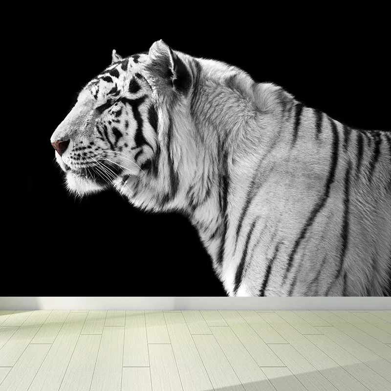 Field America Tiger Papier peint mural contemporain en matériau non tissé Clearhalo