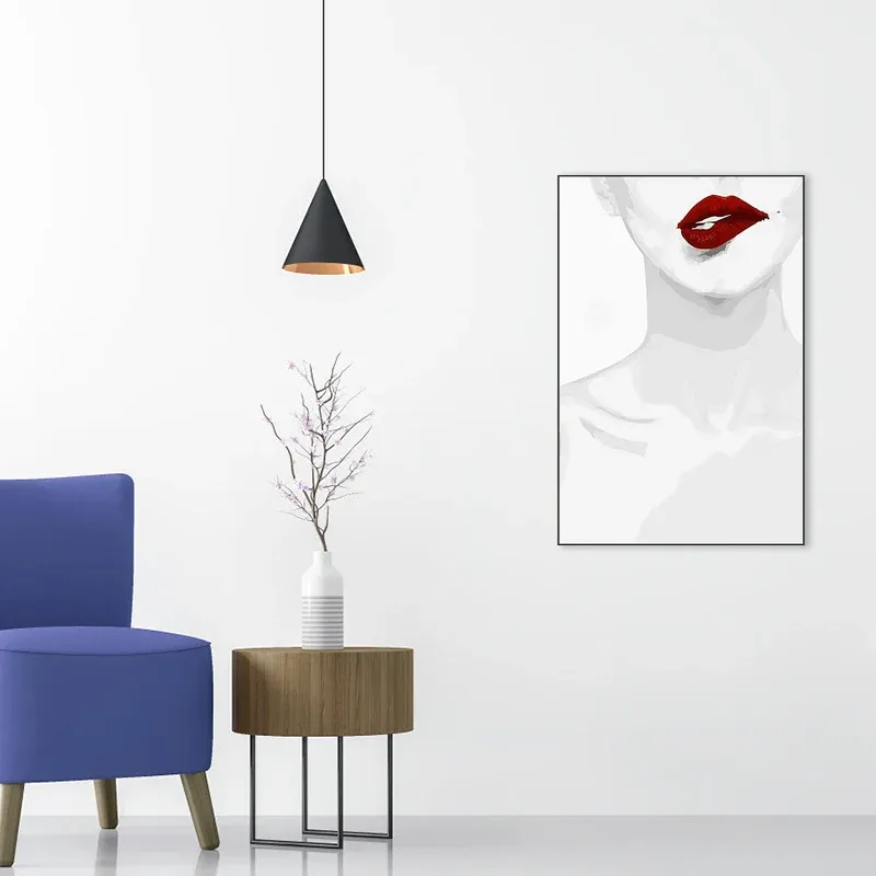 Glam Flaming Lips Pattern Canvas Print White Girls Bedroom Painting, plusieurs tailles Clearhalo