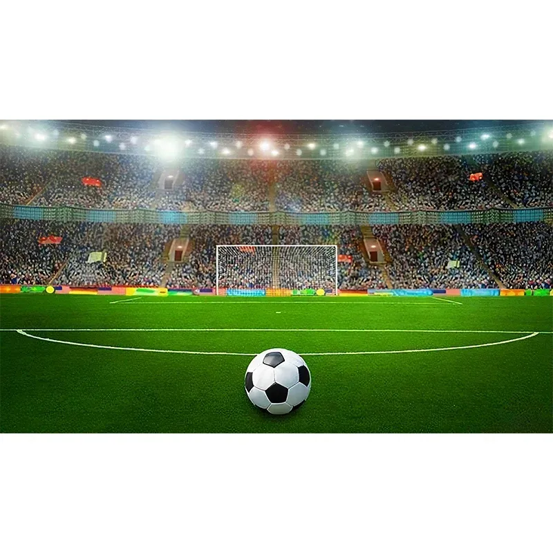 Grand papier peint mural simple pour indice avec motif terrain de football en vert Clearhalo