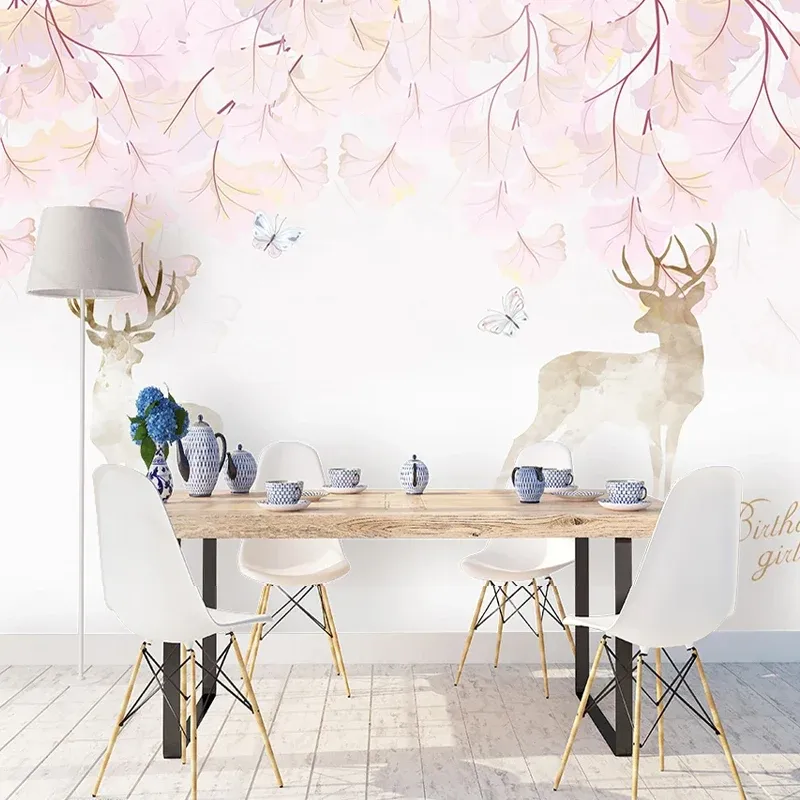 Illustration Cerf et tige murale extra grand art mural pour mur d’accent, taille personnalisée disponible Clearhalo