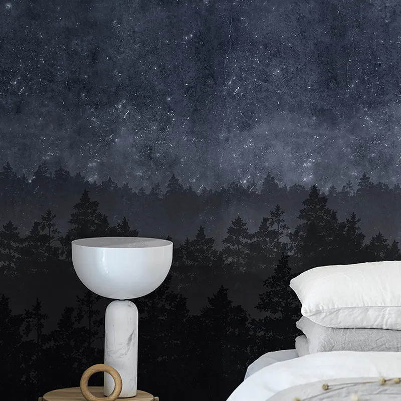 Illustration Night Forest Wall Art Full Size Wall Mural Decal pour cuisine, taille personnalisée disponible Clearhalo