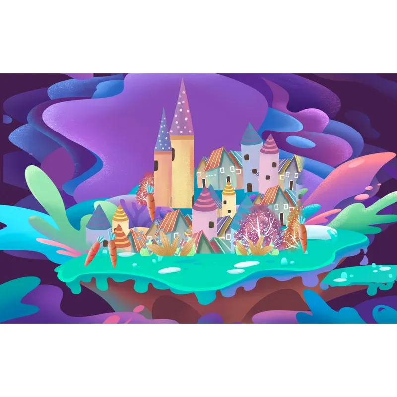 Immense château revêtement mural mural Art pour enfants décoration murale de maison magique en violet Clearhalo