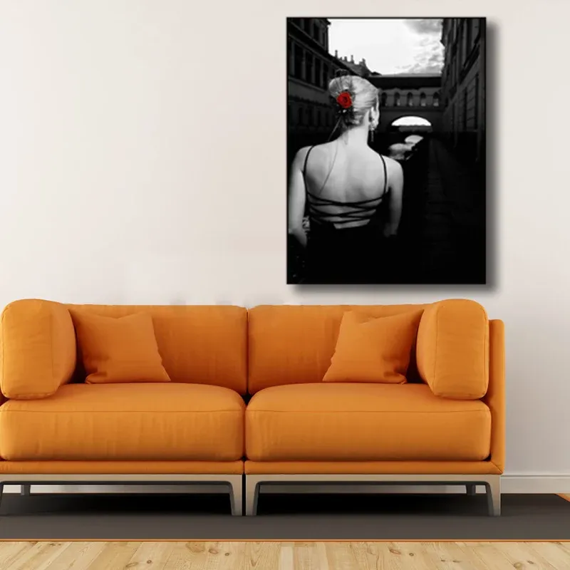 Impression d'art photo dos de femme, décoration murale glamour noire pour chambre de fille, plusieurs tailles disponibles...