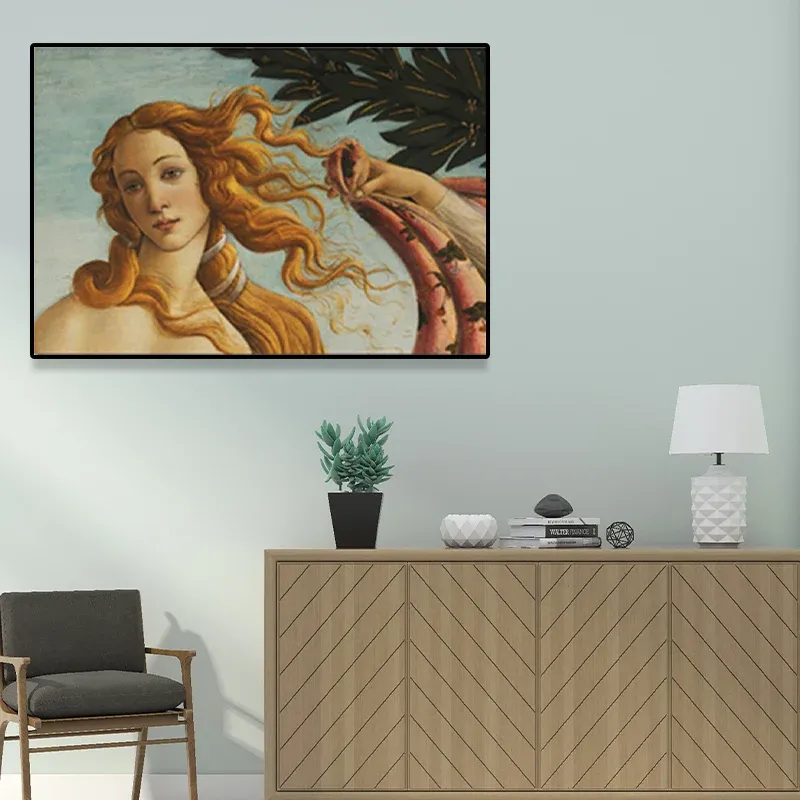 Naissance religieuse de Vénus Peinture Art mural sur toile texturée traditionnelle en jaune Clearhalo