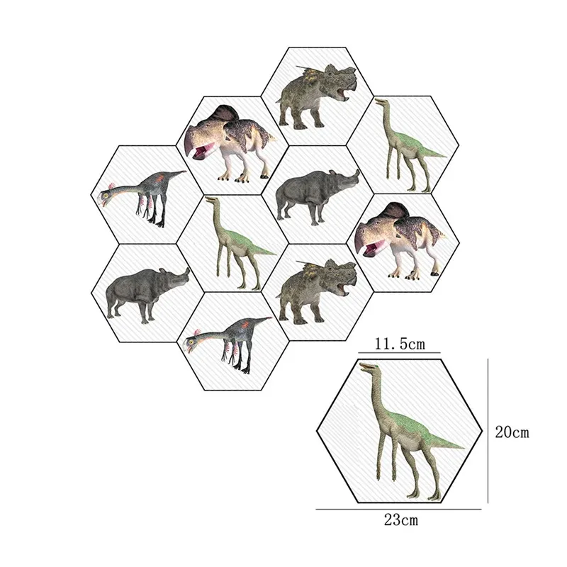 Panneaux de papier peint à imprimé animal pour enfants, revêtement mural adhésif gris-blanc dinosaure et rhinocéros Clearhalo