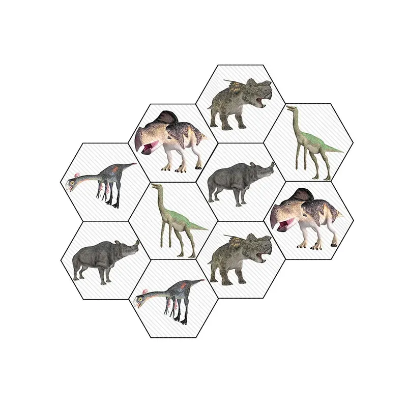 Panneaux de papier peint à imprimé animal pour enfants, revêtement mural adhésif gris-blanc dinosaure et rhinocéros Clearhalo