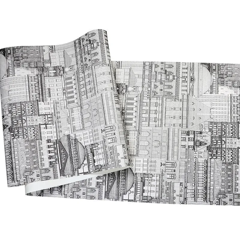 Papier peint bâtiments spéciaux européens, décor mural résistant à l'eau, 20,5 pouces x 33 pieds Clearhalo