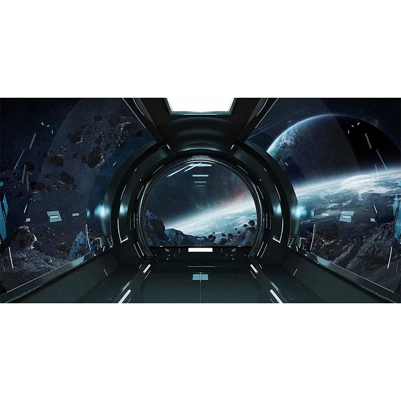 Papier peint Mural contemporain noir et blanc, grand revêtement Mural de Tunnel 3D pour bureau Clearhalo
